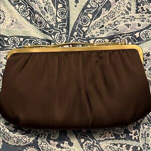 Vintage clutch brown satin